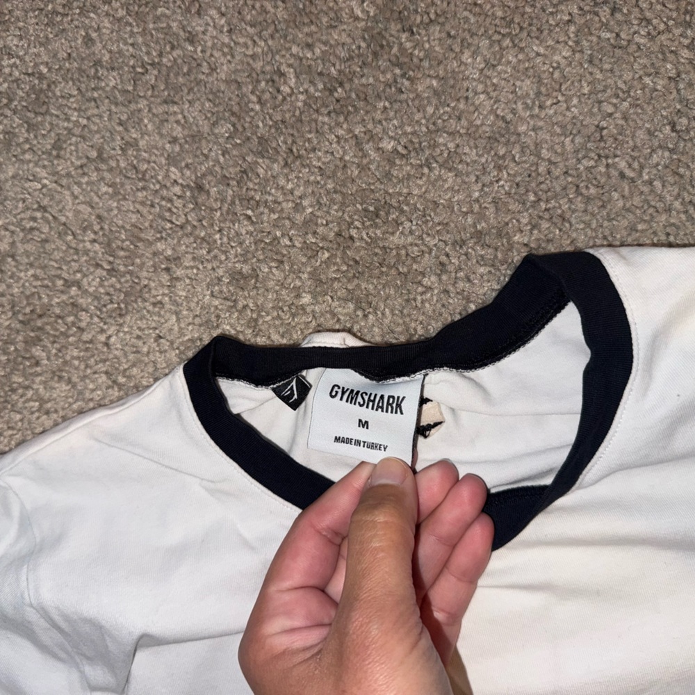 Gymshark White Tee with Black Trim - Picture 2 of 3